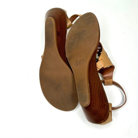 Tory Burch Zoey Wedge in Sand Tan Leather Size 6.5 - Picture 9 of 11